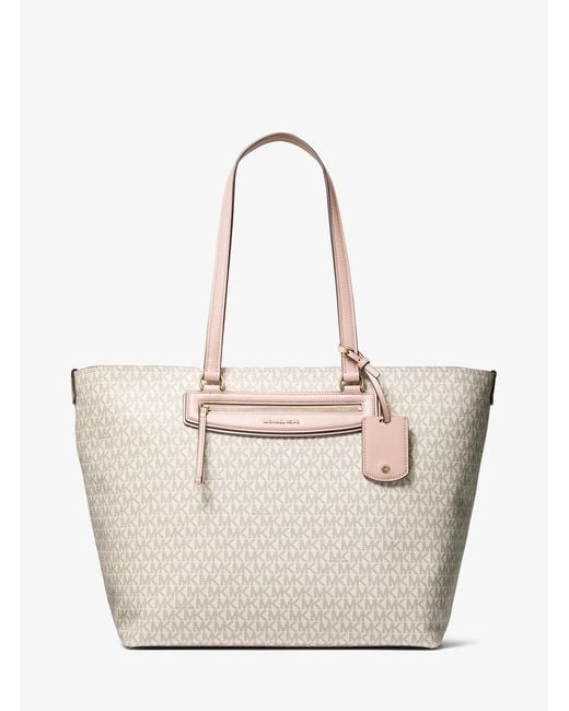 Michael Kors Natural Mk Jet Set Travel Extra-Large Signature Logo Tote Bag