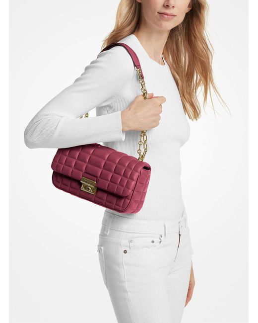 MICHAEL Michael Kors Purple Mk Tribeca Large Quilted Leather Shoulder Bag
