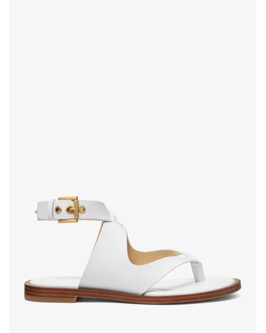 MICHAEL Michael Kors White Mk Irene Leather Wrap Sandal