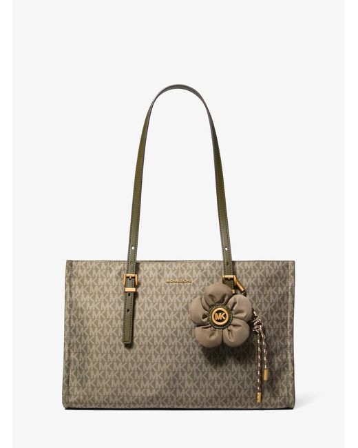 MICHAEL Michael Kors Natural Mk Zadie Medium Printed Logo Tote Bag