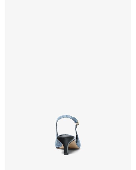 MICHAEL Michael Kors White Mk Amara Signature Logo Print Denim Slingback Pump
