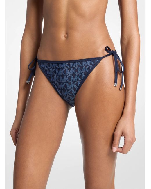MICHAEL Michael Kors Blue Mk Reversible Logo Bikini Bottom