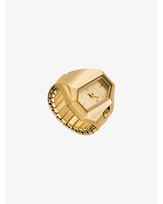 Michael Kors White Suri-Tone Ring Watch