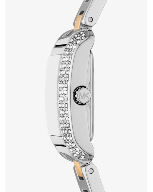 Michael Kors White Petite Emery Pavé Two-Tone Watch