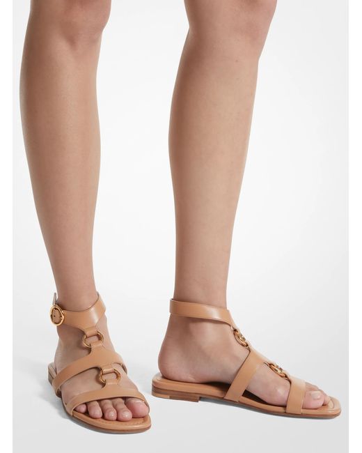 Michael Kors Natural Mk Dusty Ring Leather Sandal