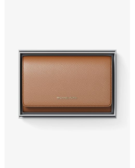 MICHAEL Michael Kors Brown Mk Jet Set Large Pebbled Leather Wallet