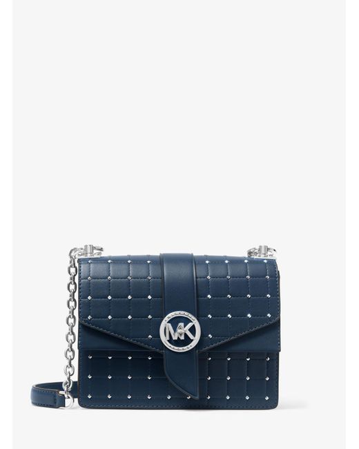 Michael Kors Greenwich Small Studded Quilted Faux Leather Crossbody Bag ...