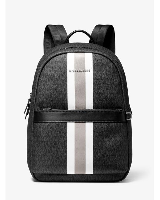 Michael Kors Black Greyson Logo Stripe Backpack for men