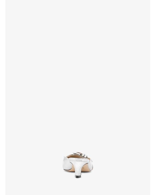 MICHAEL Michael Kors White Mk Darrington Crackled Metallic Leather Mule