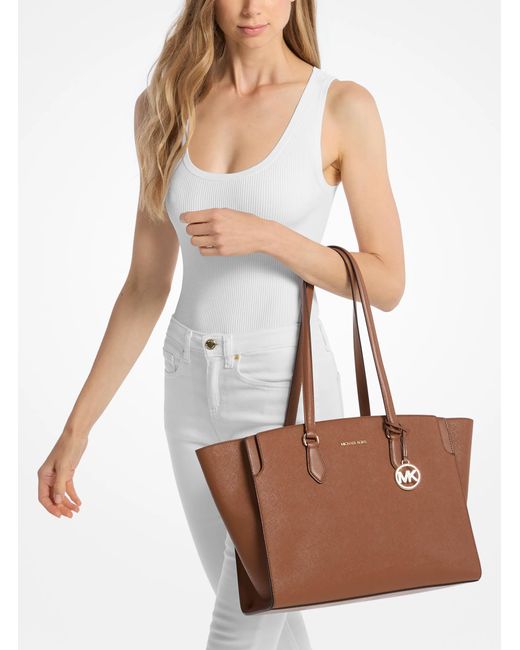 MICHAEL Michael Kors Brown Mk Becca Large Saffiano Leather Tote Bag