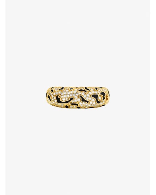 Michael Kors White Pavé Leopard Ring