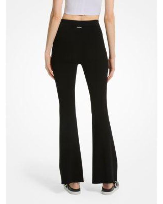 Michael Kors Black Mk Stretch Knit Flared Legging