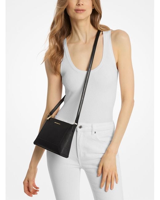 MICHAEL Michael Kors Black Mk Sallie Medium Saffiano Leather Crossbody Bag