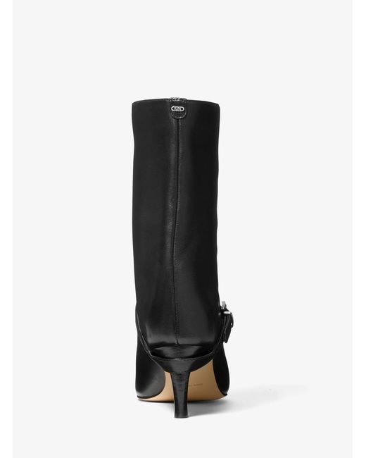 MICHAEL Michael Kors Black Mk Kasia Leather Buckle Boot