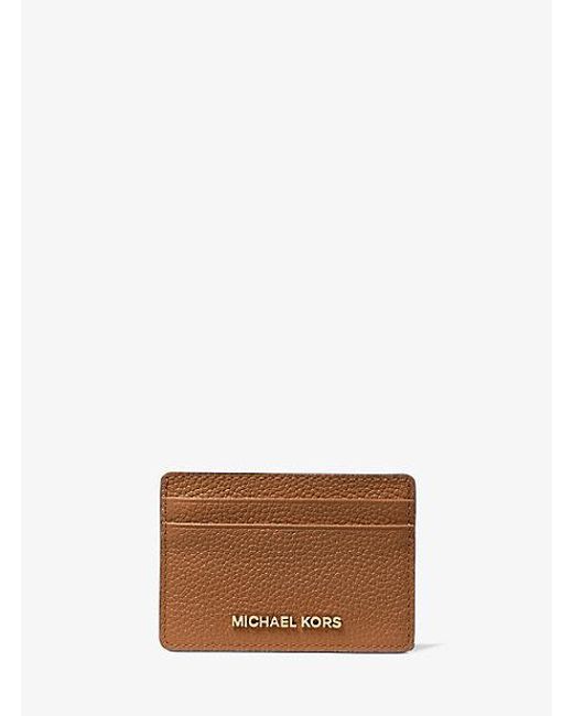 Michael Kors White Mk Pebbled Leather Card Case