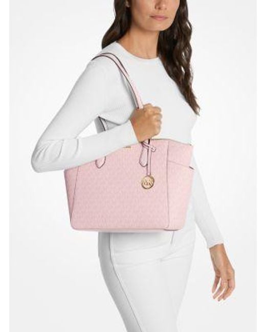 Michael Kors Pink Marilyn Medium Signature Logo Tote Bag