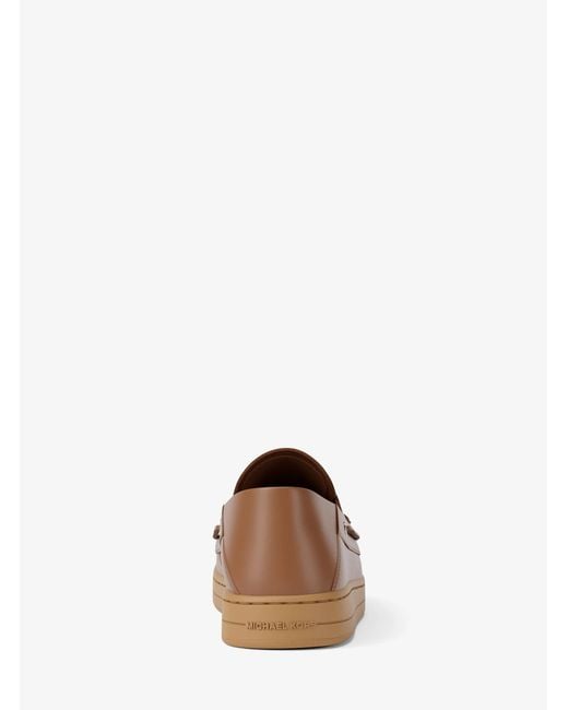 Michael Kors Brown Aiden Leather Boat Shoes for men