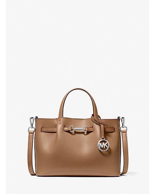 Michael Kors Brown Carson Small Pebbled Leather Satchel