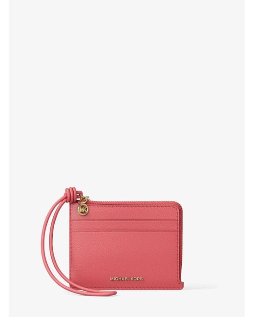 MICHAEL Michael Kors Pink Jet Set Small Pebbled Leather Card Case Wristlet