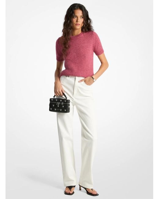 MICHAEL Michael Kors Red Mk Nylon And Alpaca Blend Short-Sleeve Jumper