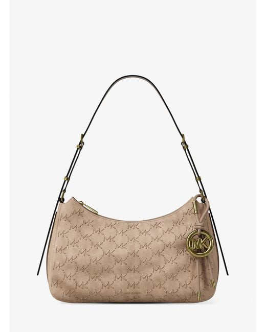 Michael Kors Natural Nolita Medium Whipstitched Logo Leather Shoulder Bag