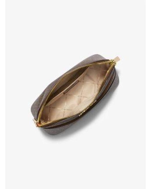 Michael Kors Brown Jet Set Travel Medium Logo Dome Crossbody Bag