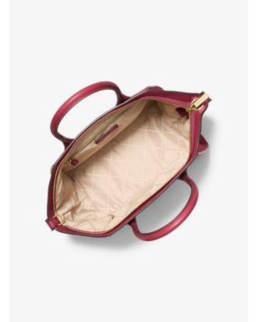 Michael Kors Red Avril Large Leather And Suede Satchel