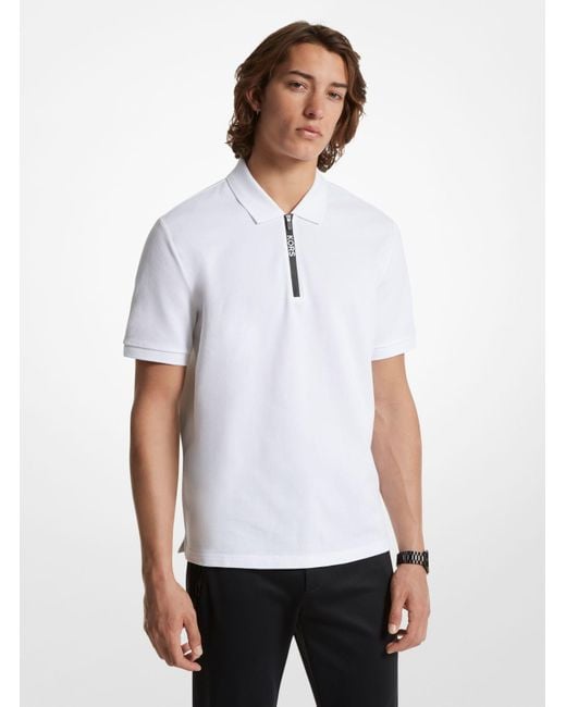 Michael Kors White Mk Cotton Half-Zip Polo Shirt for men