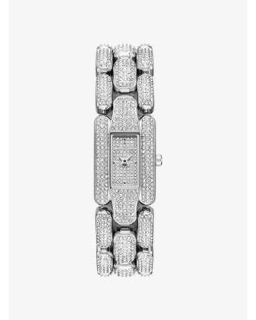 Michael Kors White Mini Hally Pavé-Tone Watch