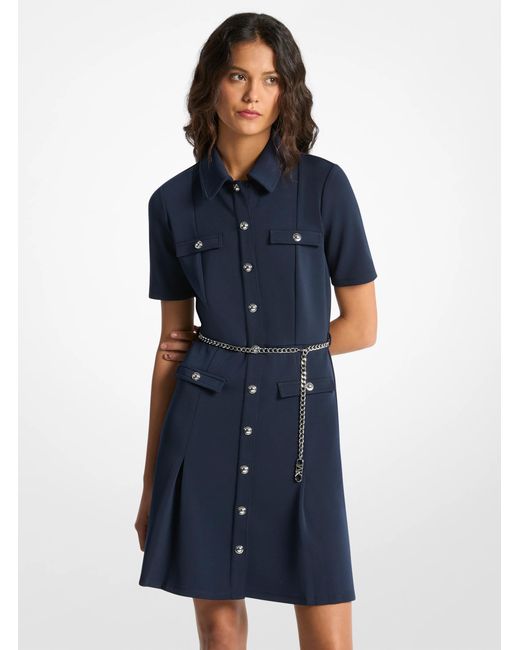 MICHAEL Michael Kors Blue Mk Scuba Belted Dress