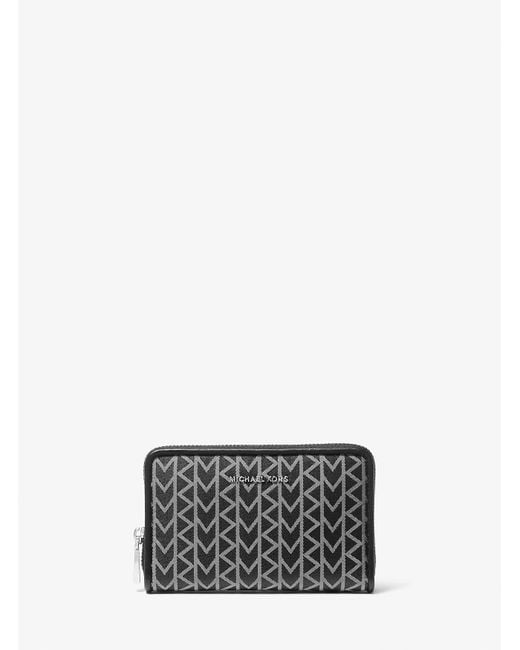 Portafoglio Jet Set Piccolo Con Logo Jacquard Mk2000 di Michael Kors in Gray