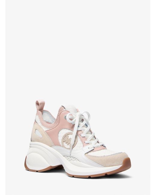 MICHAEL Michael Kors White Mk Zuma Color-Block Leather And Mesh Trainer