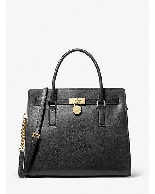 MICHAEL Michael Kors Black Mk Hamilton Moderne Large Leather Satchel