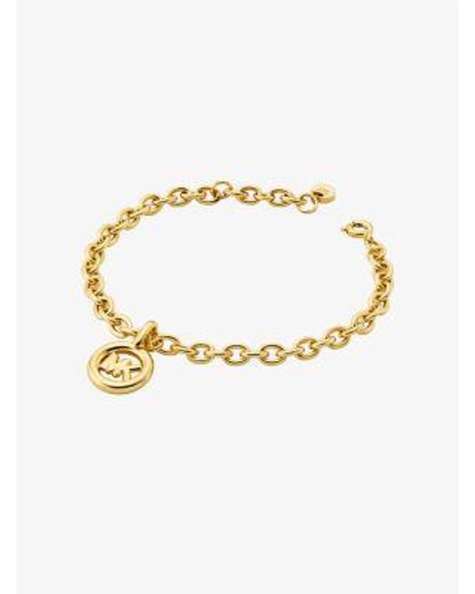 Michael Kors Metallic Logo Charm Chain-Link Bracelet