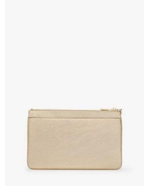 Michael Kors Natural Mk Large Metallic Pebbled Leather Wristlet