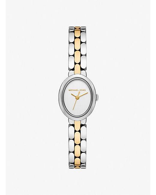 Michael Kors White Mini Maude Two-Tone Watch