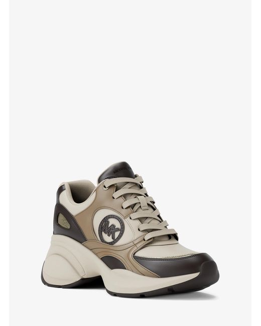 MICHAEL Michael Kors White Mk Zuma Leather And Mesh Trainer