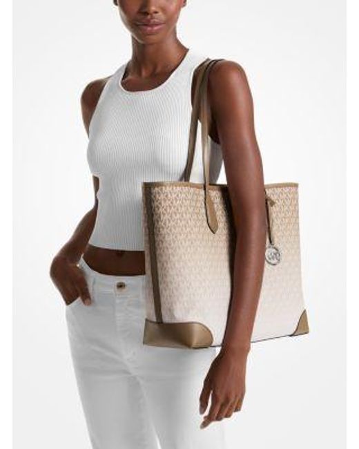 Michael Kors Natural Eva Large Ombré Signature Logo Tote Bag