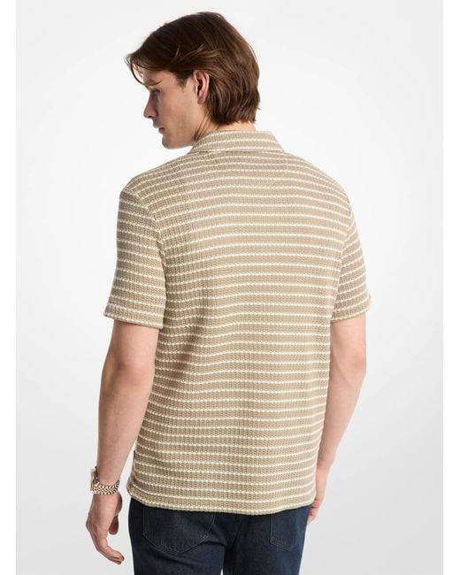 Michael Kors White Mk Pointelle Stripe Shirt for men