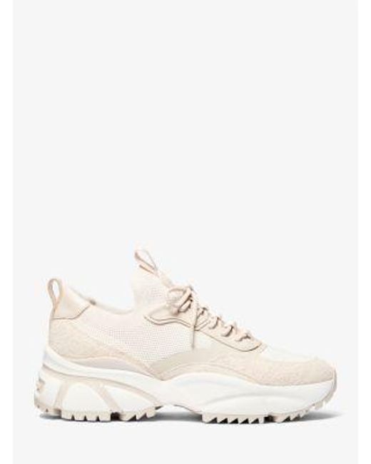 Michael Kors White Darius Suede And Stretch Knit Trainer for men