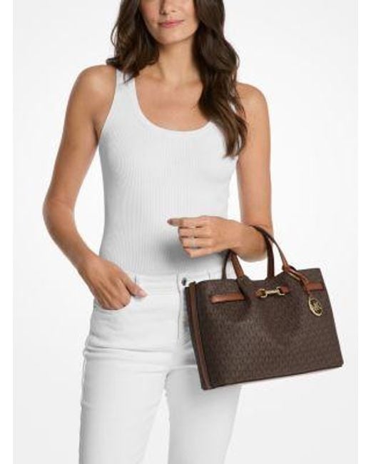 Michael Kors Brown Carson Medium Signature Logo Satchel