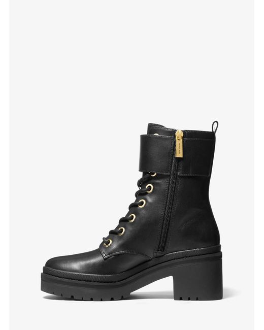 MICHAEL Michael Kors Black Rory Leather Combat Boot