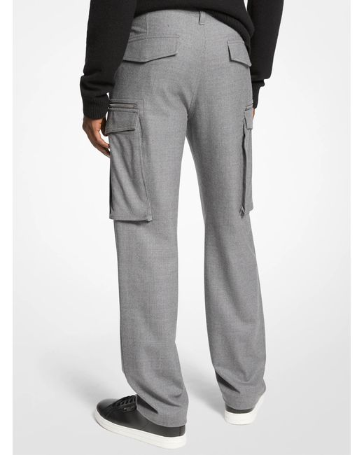 Michael Kors Gray Stretch Wool Cargo Pants for men