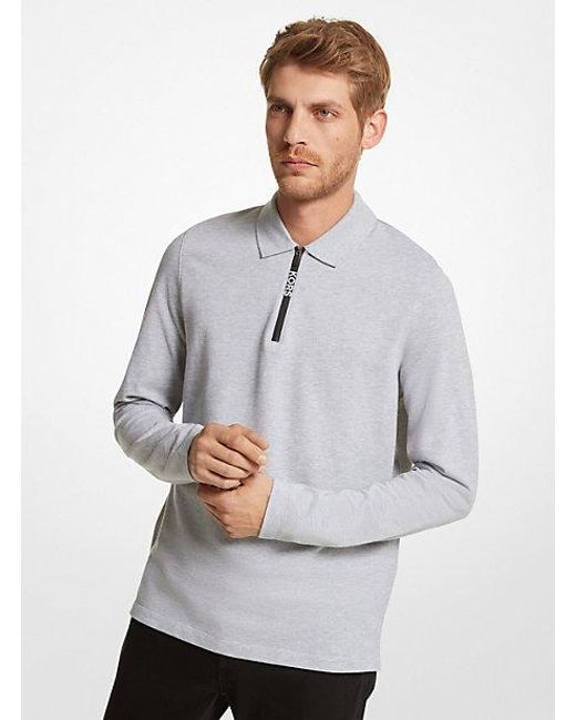 Michael Kors Gray Cotton Long-sleeve Polo Shirt for men