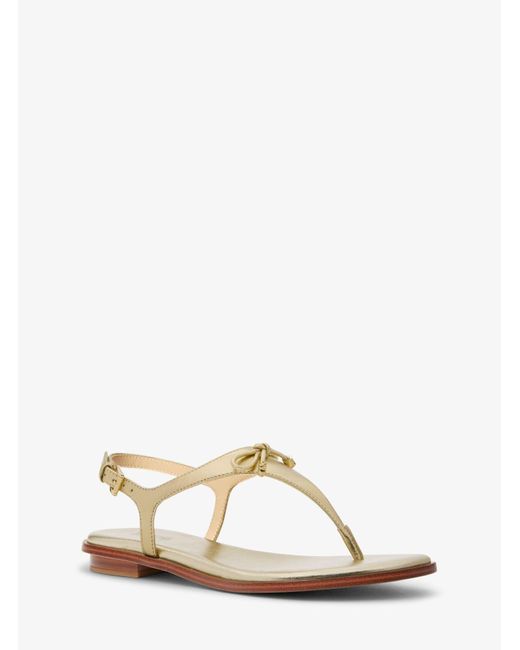 MICHAEL Michael Kors Natural Nori Metallic Leather T-strap Sandal