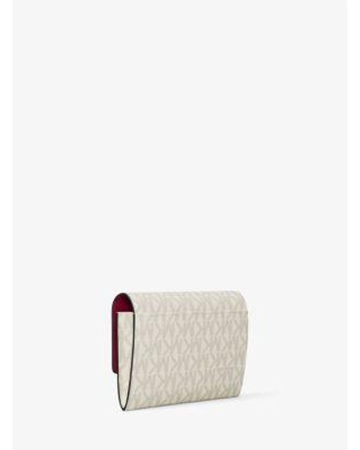 Michael Kors White Jet Set Medium Signature Logo 2-In-1 Wallet
