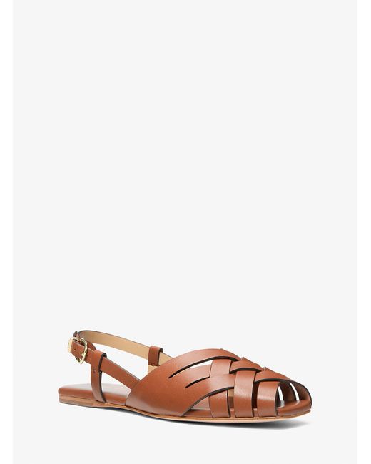 MICHAEL Michael Kors Mk Irene Woven Leather Slingback Sandal in Brown |  Lyst UK