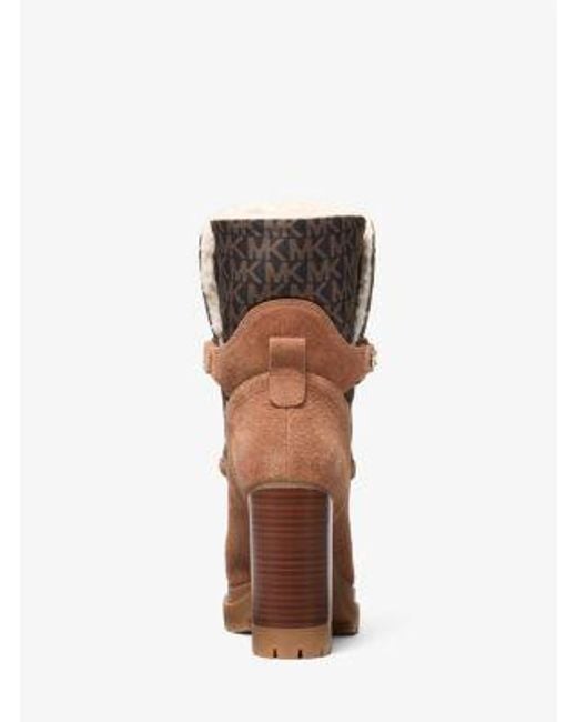 Michael Kors Brown Culver Mixed-Media Platform Boot