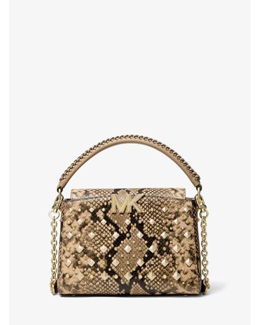 MICHAEL Michael Kors Multicolor Karlie Small Studded Snake Embossed Leather Crossbody Bag
