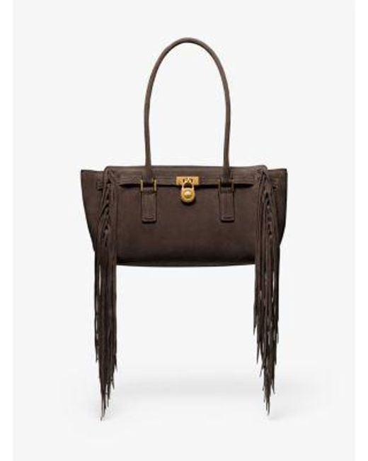 Michael Kors White Hamilton Moderne Small Fringed Suede Satchel